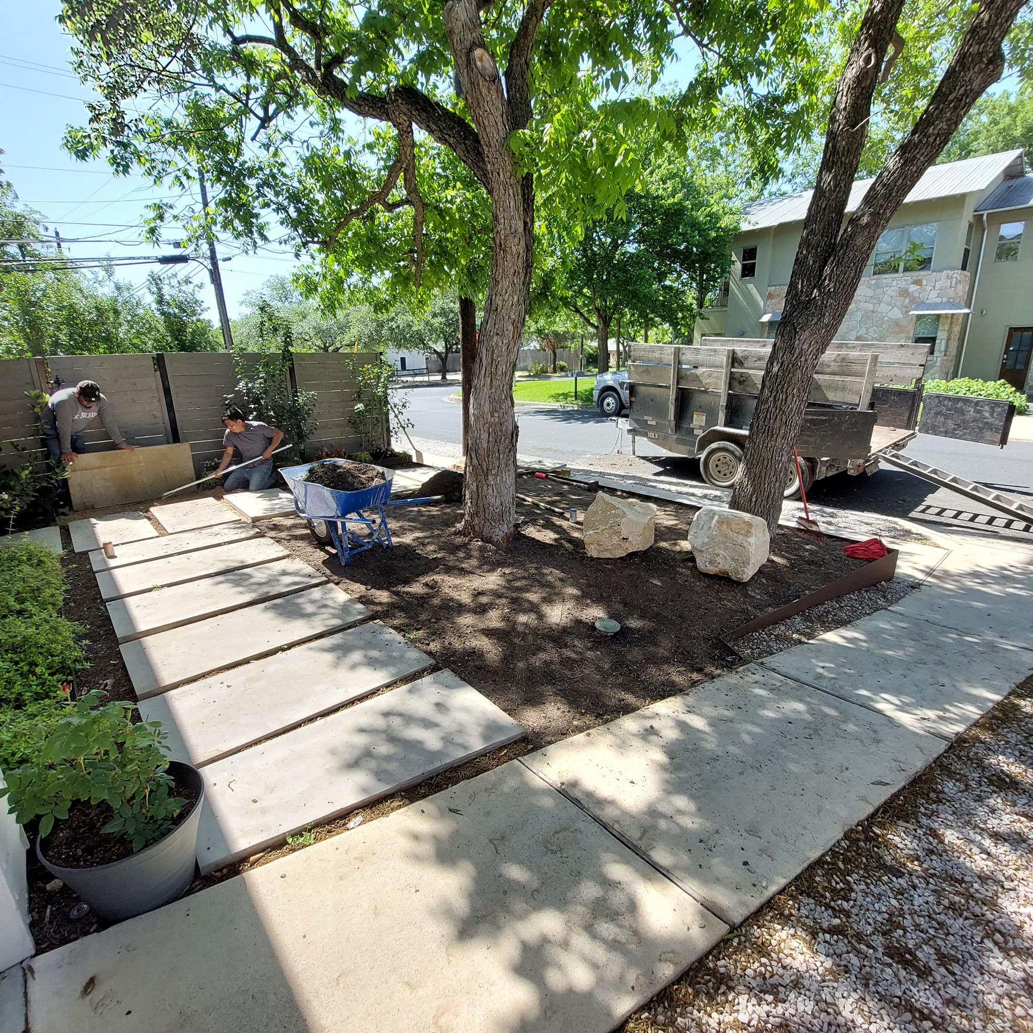 Full yard renovation and hardscape details, Kyle TX